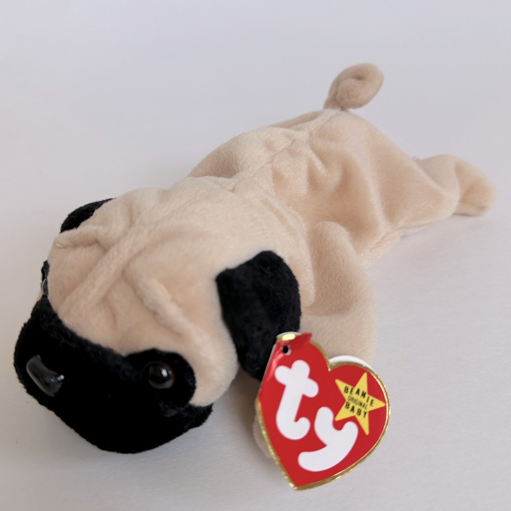 4/$25‎ - PUGSLY TY Beanie Babies Toy Pug 1996 Dog